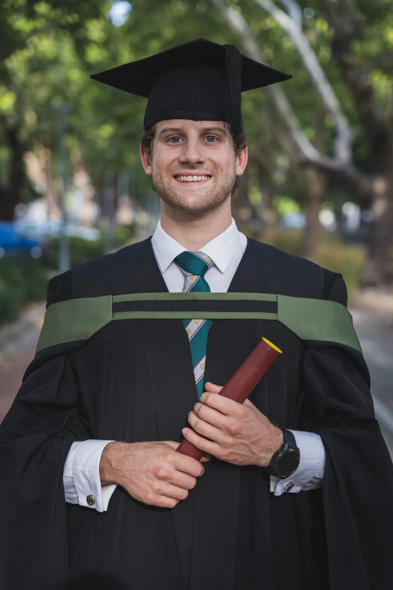 Graduation portrait with family