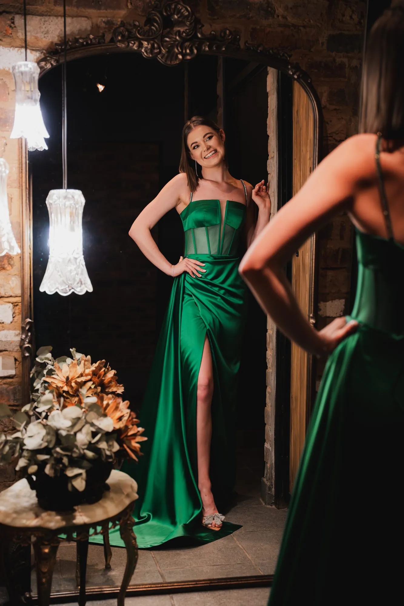 Matriculant in the mirror before the dance